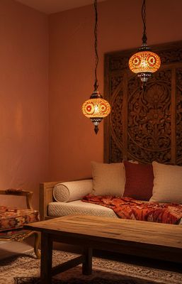 hanglamp pompoen mozaïek turkish design rood - oranje