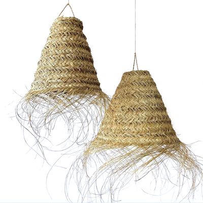 Handgemaakte Marokkaanse gevlochten stro koepel lampenkap – Natuurlijk Zeegras Design - Ibiza / Wabi Sabi &amp; Boho style