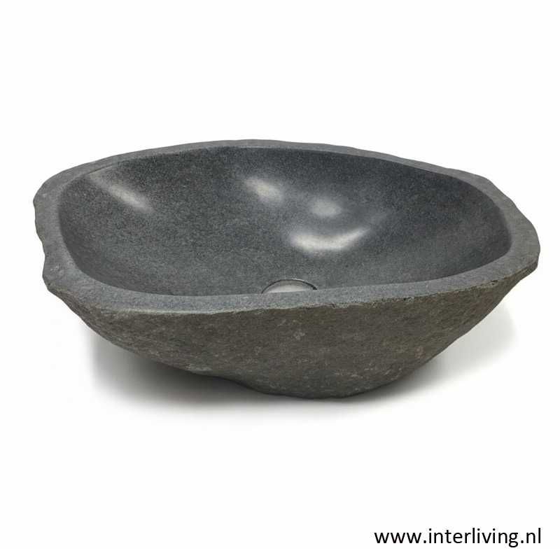 Natuurstenen Waskom – handgemaakt uit  rivier rots 47 × 32 × 15 cm