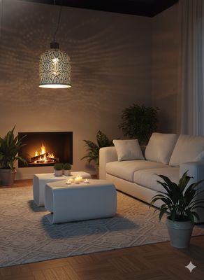 strakke hanglamp met oosterse touch "Bell" - filigrain design - wit mat metaal &amp; verweerd goud met hout afwerking