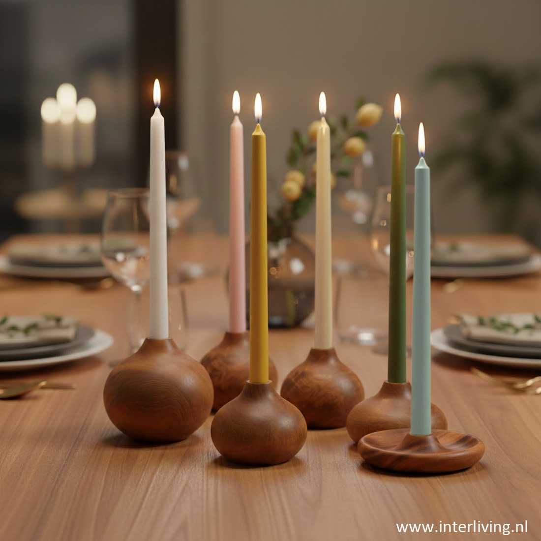 dunne kaars / tafelkaars extra lang van eco wax -"Karma & rituelen" uit Java -  6 kleuren handgemaakt & fairtrade  - Original Home