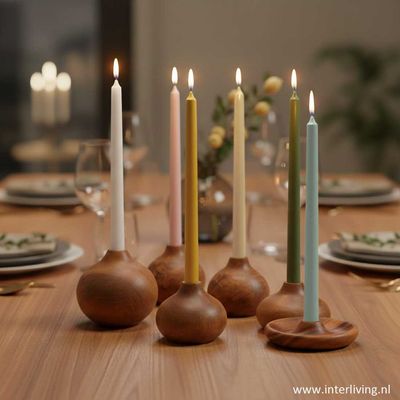 dunne kaars / tafelkaars extra lang van eco wax - dunne kaars / tafelkaars extra lang van eco wax -"Karma & rituelen" uit Java - 6 kleuren handgemaakt & fairtrade - Original Home