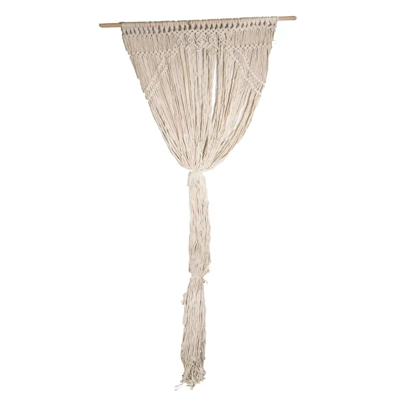 Luxe macramé deurgordijn – Handgeweven – 100 x 200 cm – Crème