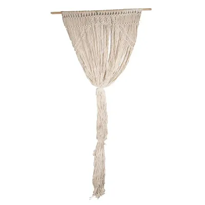 Luxe macramé deurgordijn – Handgeweven – 100 x 200 cm – Crème