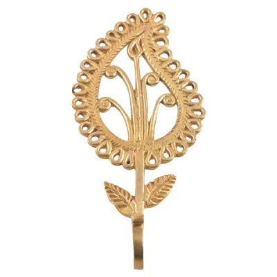 Grote muurhaak - goud - botanisch paisley ontwerp