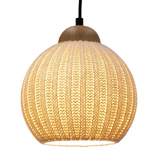Gebreide hanglamp katoen 20 cm - wit