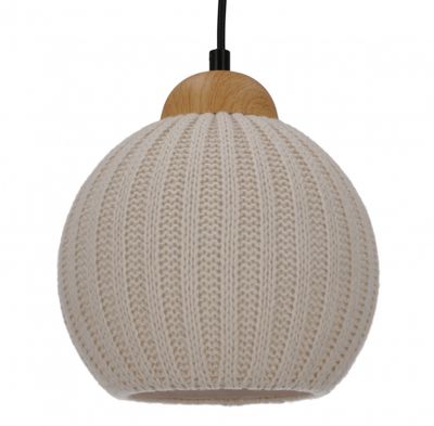 Gebreide hanglamp katoen 20 cm - wit