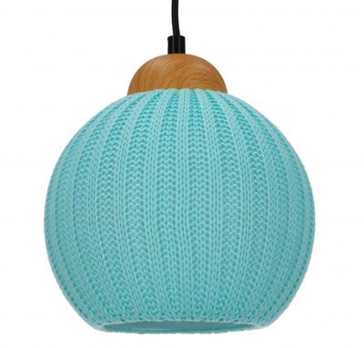 Gebreide hanglamp katoen 20 cm - turquoise