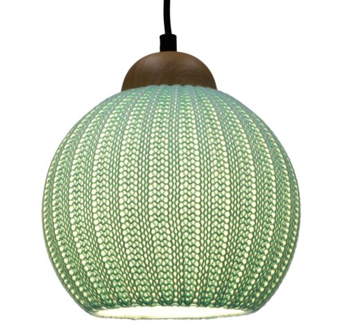 Gebreide hanglamp katoen 20 cm - turquoise
