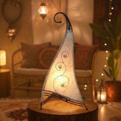 Hennalamp staand 54 cm - vloerlamp handgemaakt van leer uit Rajasthan / India