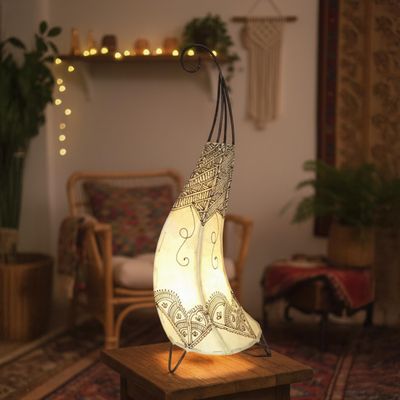 Hennalamp staand 70 cm - vloerlamp handgemaakt van leer uit Rajasthan / India