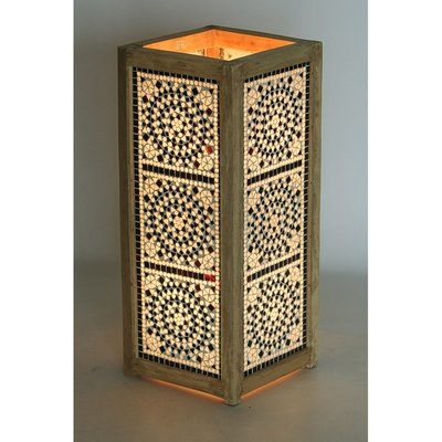 vloerlamp mozaïek zwart-wit  hout unfinished 60 cm