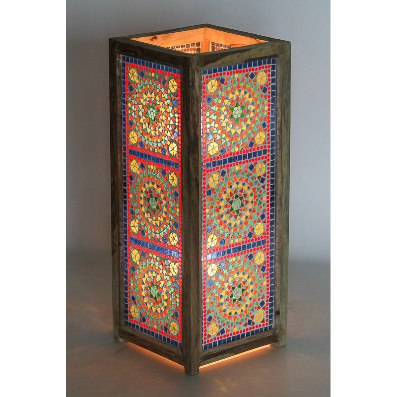 vloerlamp mozaïek multi colour / hout unfinished 60 cm