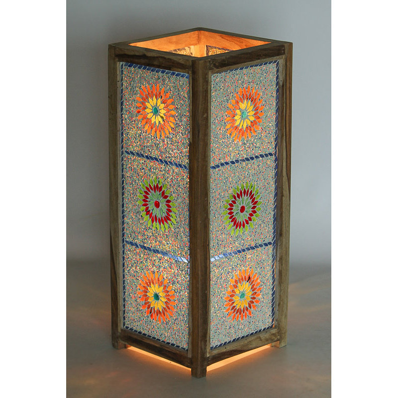 vloerlamp mozaïek & kralen multi colour / hout unfinished 60 cm