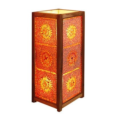 vloerlamp kralen & mozaïek rood- oranje / hout unfinished 60 cm vloerlamp kralen & mozaïek rood- oranje / hout unfinished 60 cm