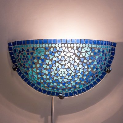 wandlamp glasmozaïek blauw