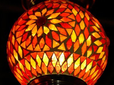hanglamp bol mozaïek turkish design rood - oranje