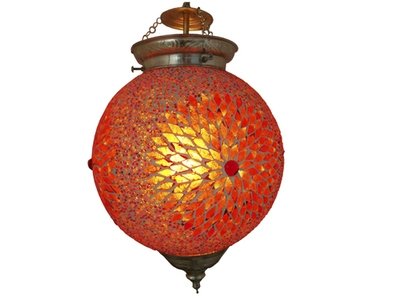 hanglamp bol mozaïek turkish design beads rood - oranje