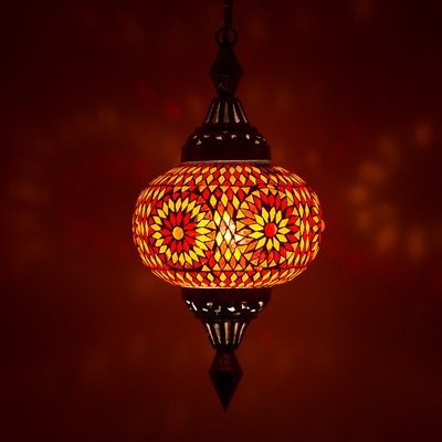 hanglamp pompoen mozaïek turkish design rood - oranje hanglamp pompoen mozaïek turkish design rood - oranje