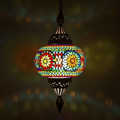 hanglamp pompoen mozaïek turks patroon - multi colour - bohemian eclectisch design