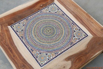 opiumtafel mozaïek multi colour / hout unfinished