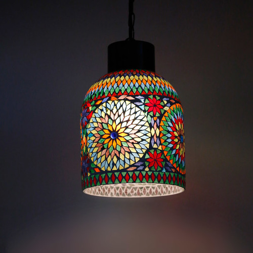 Hanglamp open glasmozaiek turkish design multi colour