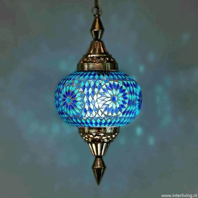 hanglamp pompoen mozaïek turkish design blauw hanglamp pompoen mozaïek turkish design blauw