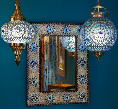 hanglamp pompoen mozaïek turkish design blauw