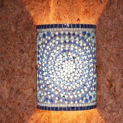 wandlamp mozaïek - Ibiza aqua en blauw tinten wandlamp mozaïek - Ibiza aqua en blauw tinten