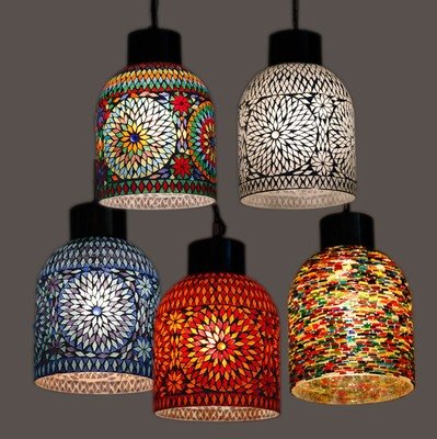 Hanglamp open glasmozaiek -  transparant - Indiaas mozaiek
