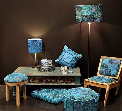 Indiase sofa - blue patchwork