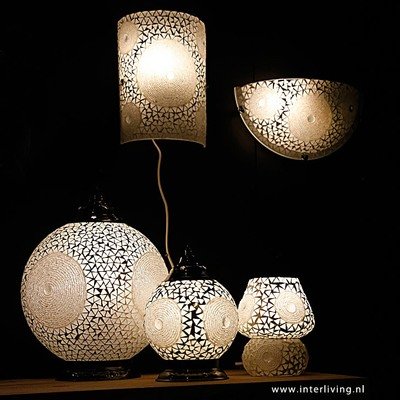 wandlamp glasmozaïek en kralen transparant