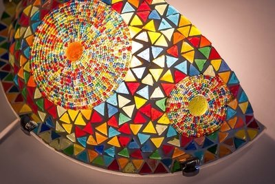 wandlamp glasmozaïek &amp; kralen multi colour
