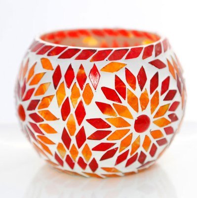 waxinehouder mozaïek - turkish design rood oranje