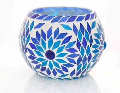 Waxinehouder mozaïek - turkish design blauw