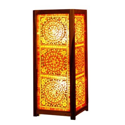 vloerlamp mozaïek rood - oranje / hout unfinished 60 cm vloerlamp mozaïek rood - oranje / hout unfinished 60 cm