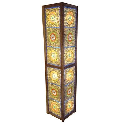 vloerlamp mozaïek &amp; kralen multi colour / hout unfinished 120 cm