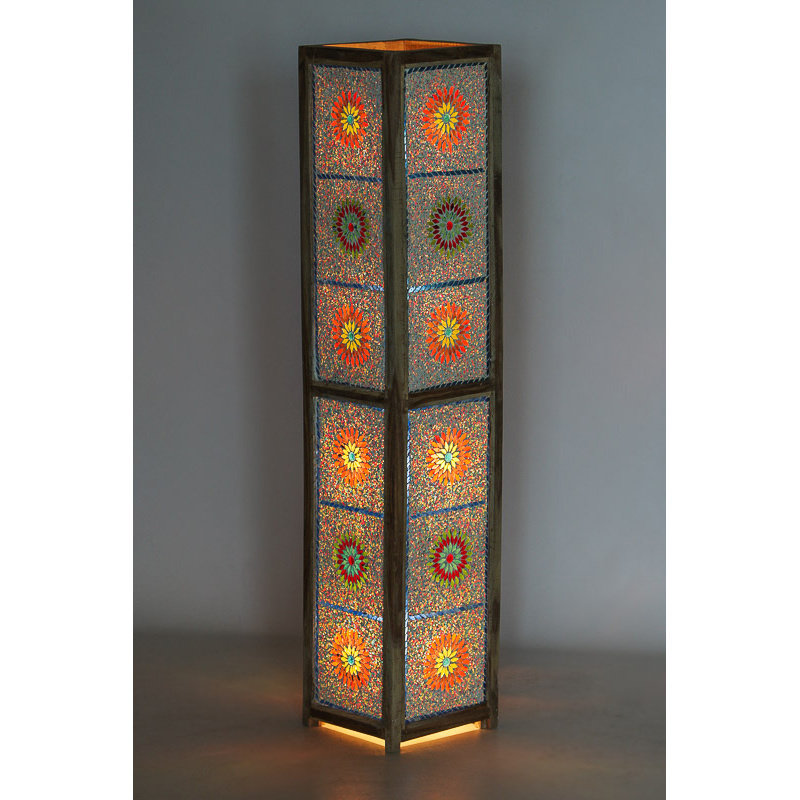 vloerlamp mozaïek & kralen multi colour / hout unfinished 120 cm