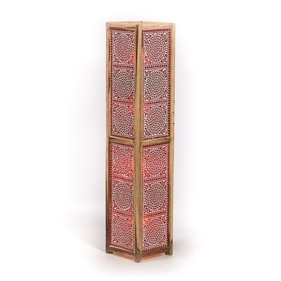 vloerlamp mozaïek rood - oranje / hout unfinished 120 cm