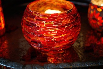 Waxinehouder armbandjes rood oranje