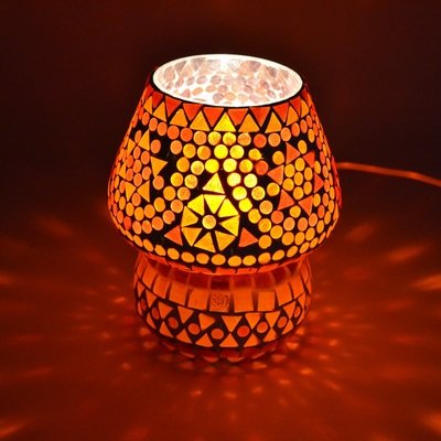 tafellamp paddenstoel mozaïek rood - oranje tafellamp paddenstoel mozaïek rood - oranje