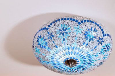 plafonnière mozaïek met kralen 38 cm - blauw