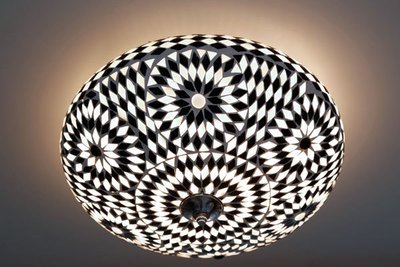 plafonnière mozaïek turks design 38 cm - zwart wit
