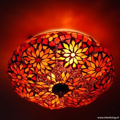 plafonnière mozaïek & kralen rood oranje turkish design Ø 25 cm - model pompoen plafonnière mozaïek & kralen rood oranje turkish design Ø 25 cm - model pompoen