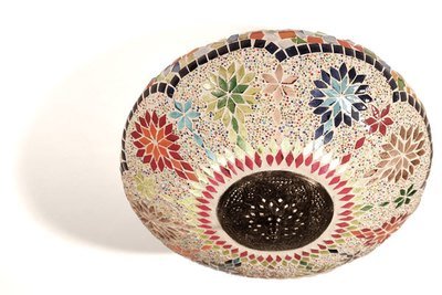 plafonnière mozaïek met kralen en iron (ijzer) 38 cm - multi colour