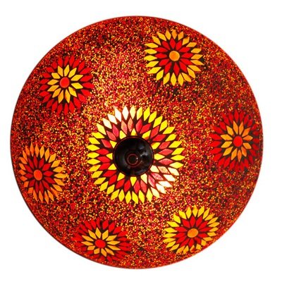 plafonnière mozaïek turks design met kralen - 38 cm- rood/oranje