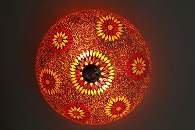plafonnière mozaïek turks design met kralen - 38 cm- rood/oranje plafonnière mozaïek turks design met kralen - 38 cm- rood/oranje