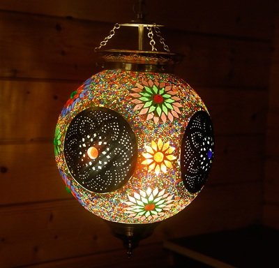 hanglamp bol multi colour mozaïek turkish design beads &amp; triangles &amp; iron