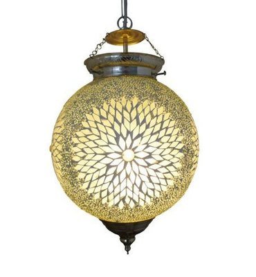 hanglamp bol mozaïek turkish design en kralen - transparant