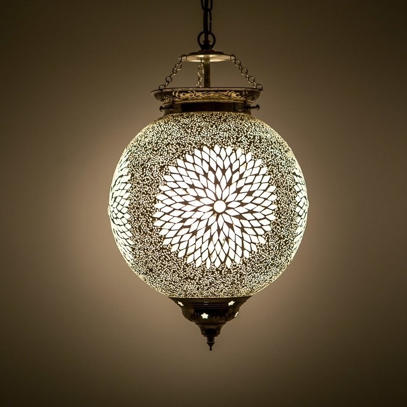 hanglamp bol mozaïek turkish design en kralen - transparant